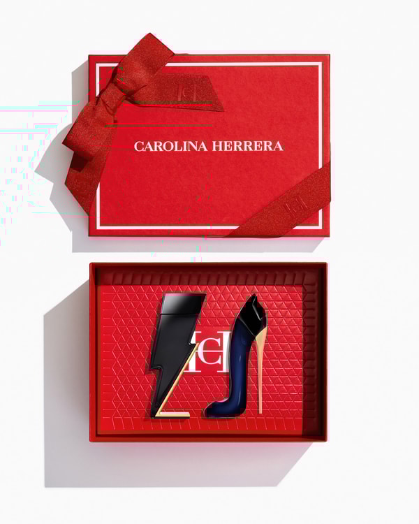 Bad Boy Eau de Toilette and Good Girl Eau de Parfum with Red Boxes